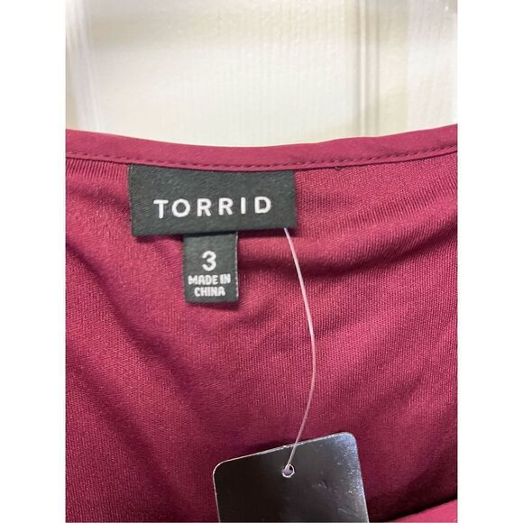 Torrid Burgundy Lace Cold Shoulder Trapeze Midi Dress sz 3X NWT - Picture 6 of 10